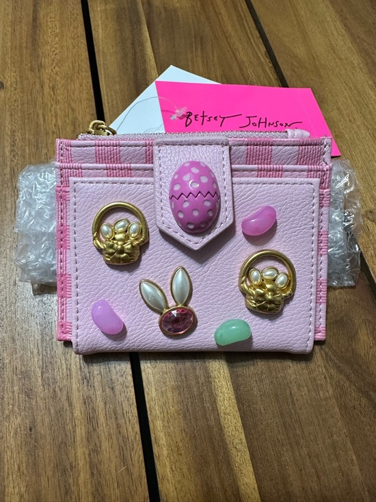 Betsey Johnson Handbags - Betsey Johnson Pink Pastel Embellished Card Holder Wallet